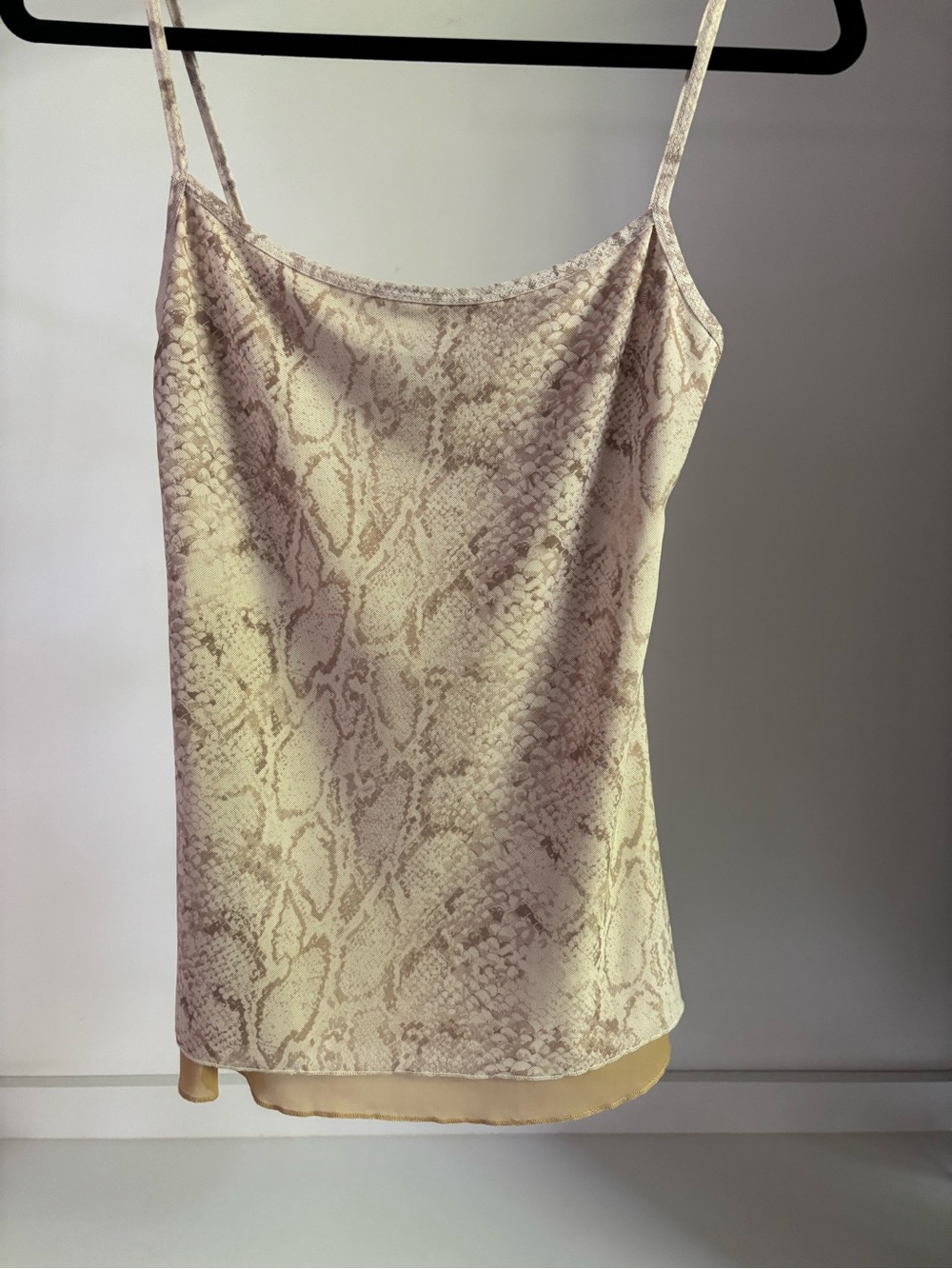 Reformation Snake-Print Satin Cami in Cream and Taupe